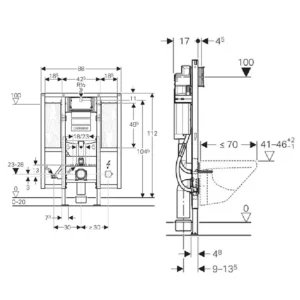 GEBERIT Duofix montažni element sa Sigma 12 cm vodokotlićem i pripremom za oslonce i rukohvate.
