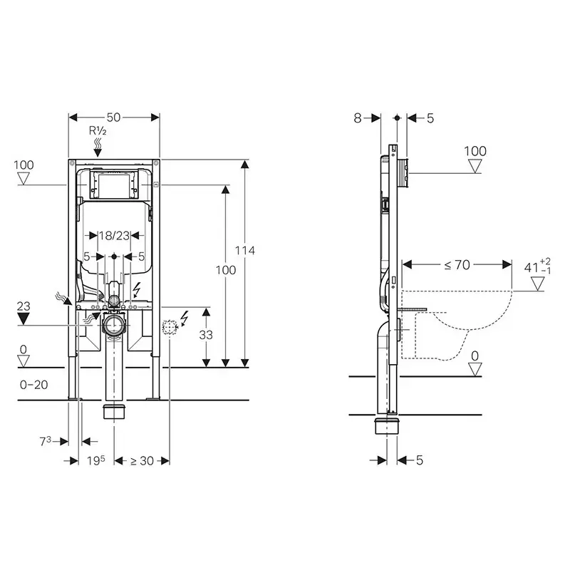 GEBERIT Duofix Sigma 111.796.00.2 tehnički crtež