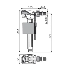 ALCA PLAST A160-3/8" tehnički crtež