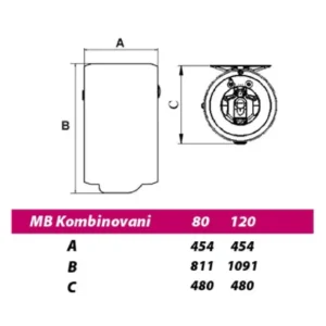 METALAC Hydra 80 l sa izmenjivačem tehnički crtež