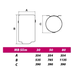 Tehnički crtež METALAC Hydra MS 30 R Slim METALAC Hydra MS 30 R Slim tehnički crtež