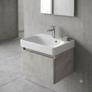 Geberit Smyle mali zidni lavabo sa asimetričnim prelivom 45 × 36 cm beli (500.222.01.1)