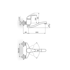 Rosan King slavina za sudoperu J321S20 zidna izliv 200mm hrom