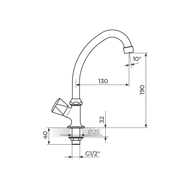 Rosan Sanitary slavina za lavabo hladna voda 130mm (A531130) - Slika 3