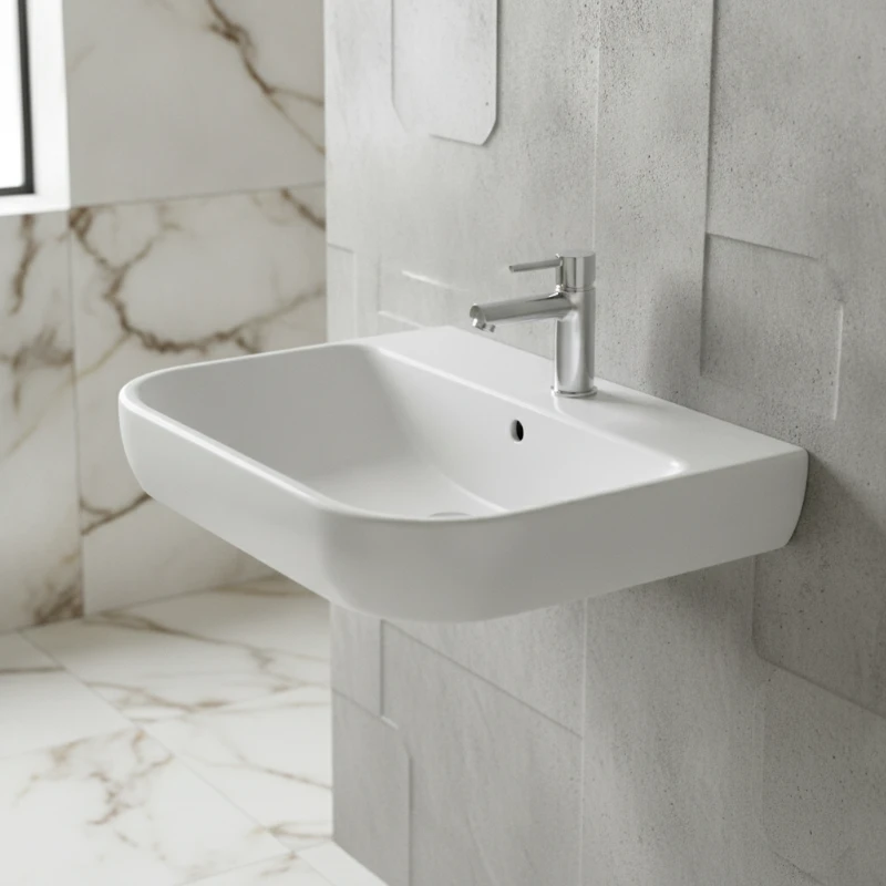 Geberit Smyle zidni lavabo sa otvorom za slavinu 60 × 48 cm beli (500.228.01.1)