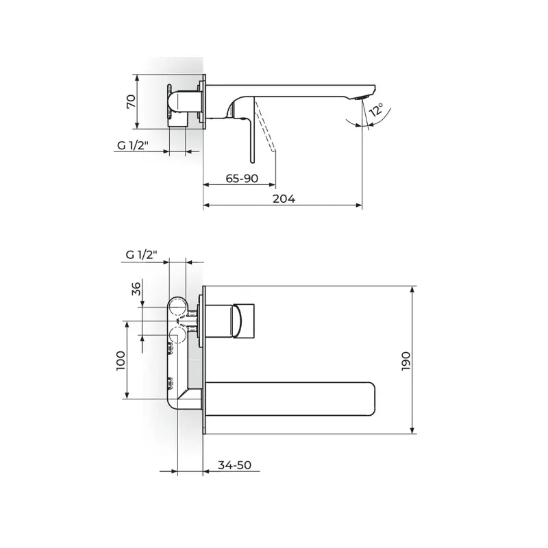 Rosan S2 Black 231401B slavina za lavabo uzidna crna