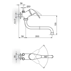 Rosan King slavina za sudoperu J362001 zidna za protočni bojler izliv 200mm hrom
