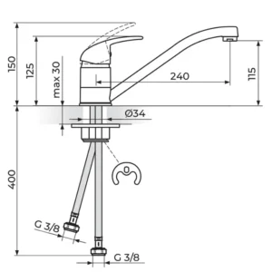 Rosan King slavina za sudoperu J381001 2 cevi hrom