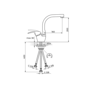 Rosan King slavina za sudoperu J382003 za protočni bojler izliv 180mm 3 cevi hrom