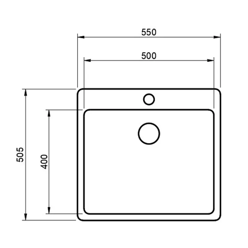 Metalac Ideal 500B inox sudopera 55x50,5 cm sa sifonom Ø90 (362631) - Slika 2