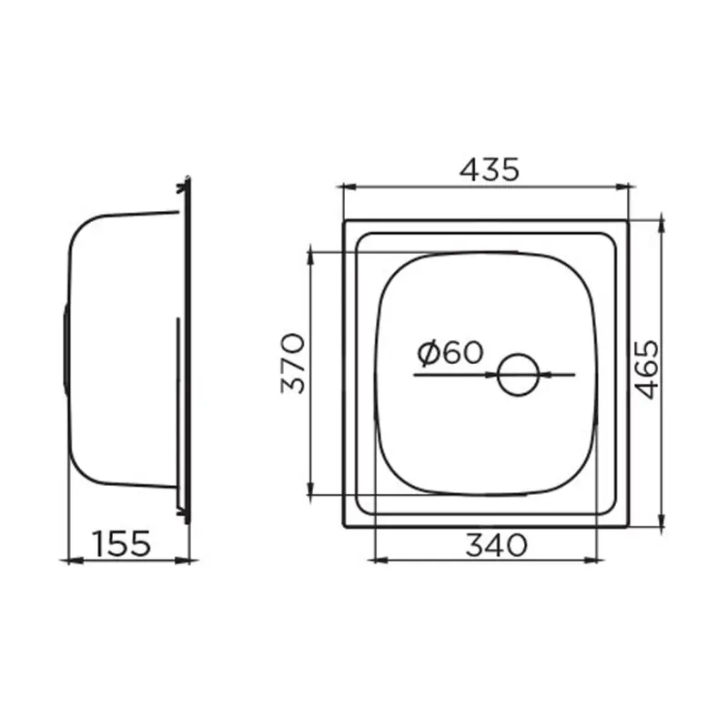 Metalac Quadro inox sudopera 46,5x43,5 cm mat Ø60 049937