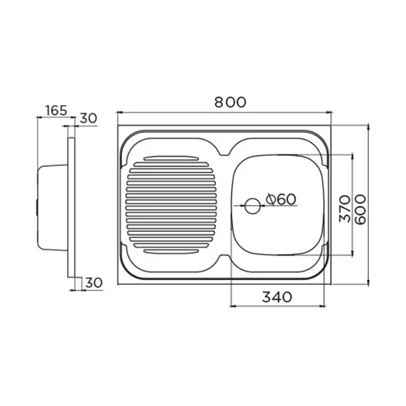 Metalac Standard 1D desna inox sudopera 80x60 cm Ø60 (058778) - Slika 3