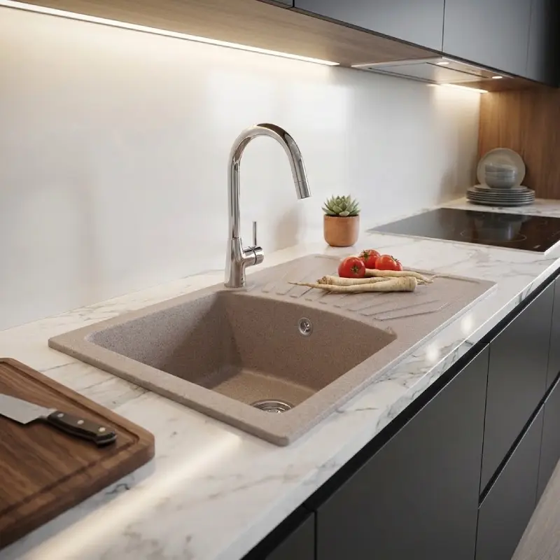Metalac xQuadro Plus granitna sudopera 77x50 cm bež 137412