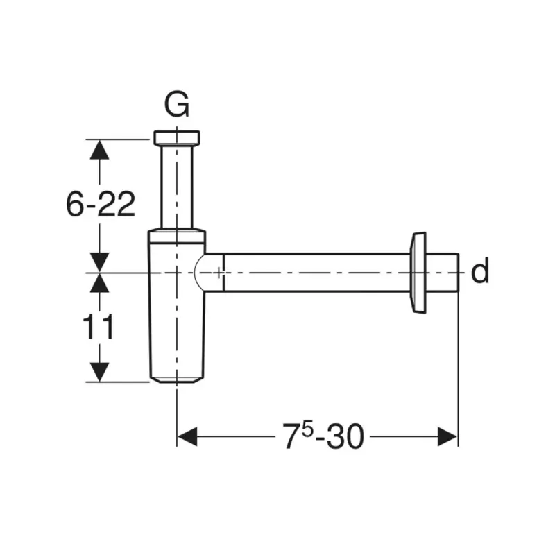 Geberit 151.034.21.1 sifon za lavabo sa horizontalnim odvodom Ø32 mm u hromu