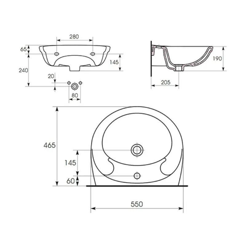 CERSANIT LAVABO 55 CM ROMA 6702