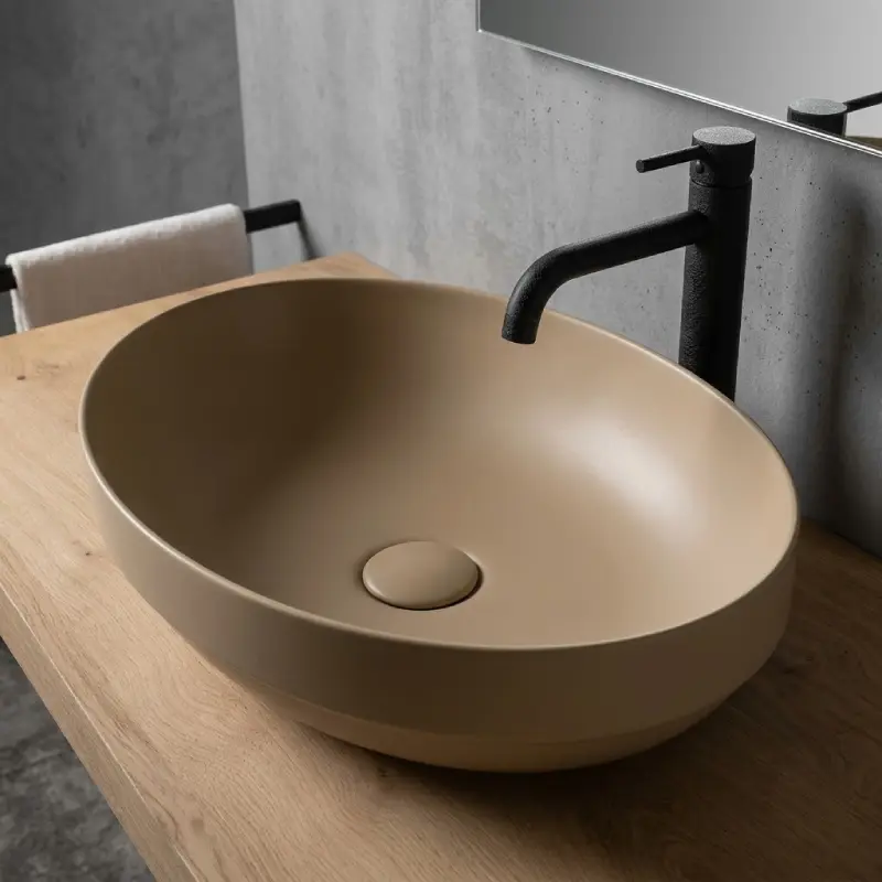 AXA Decus 8510010 Sahara mat ovalni nadgradni lavabo 50 × 35 cm
