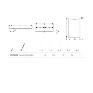 Geberit Sestra tuš kada 160×80 bela struktura škriljca šifra 550.258.00.2