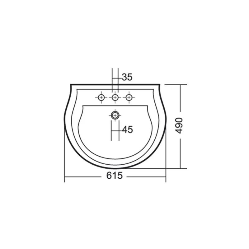 Keramika LE Viktorija 600 beli zidni lavabo 61,5 × 49 cm