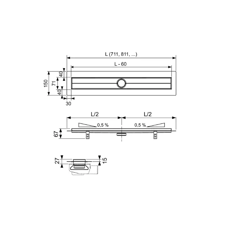 TECE Drainline tuš kanalica sa Seal System hidroizolacionom trakom 120 cm 601200