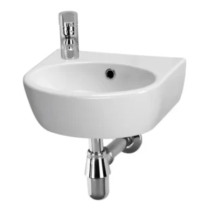 Cersanit Parva zidni lavabo 40 cm levi K27-009L Cersanit Parva K27-009L beli zidni lavabo 40 × 32 cm sa otvorom za slavinu levo i prelivom