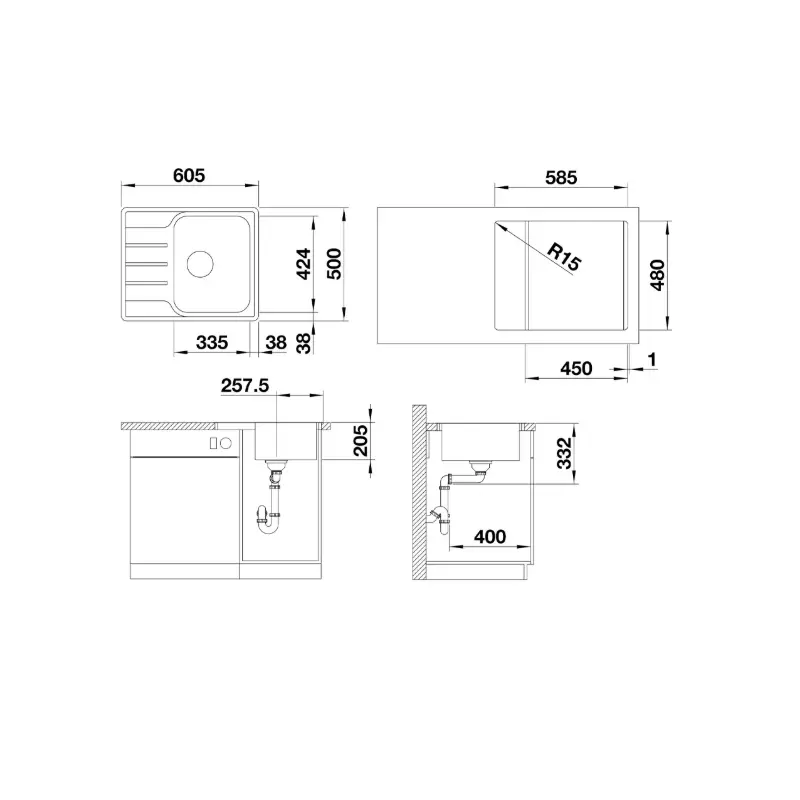 Blanco Lemis 45 S-IF Mini sudopera 60,5x50 cm brušeni inox 525115