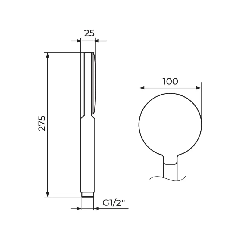 Rosan Dark tuš ručica 100 mm – mat crna (PTREC8D) - Slika 3