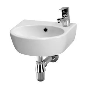 Cersanit Parva zidni lavabo 40 cm desni K27-009P Cersanit Parva K27-009P beli zidni lavabo 40 × 32 cm sa otvorom za slavinu desno i prelivom