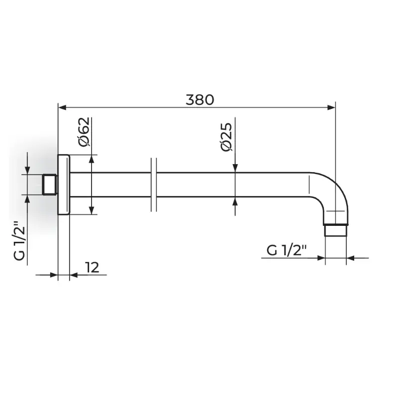 Rosan zidni izliv za tuš ružu 400 mm (PTRKUZ4) - Slika 3