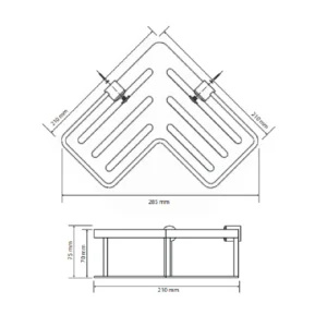 Bemeta CYTRO polica za kupatilo - ugaona niska 230 mm hrom