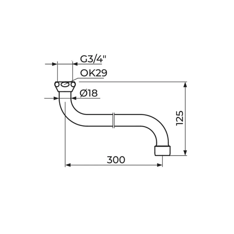 Rosan S izliv 300 mm Ø18 mm sa perlatorom (PIS30018) - Slika 2