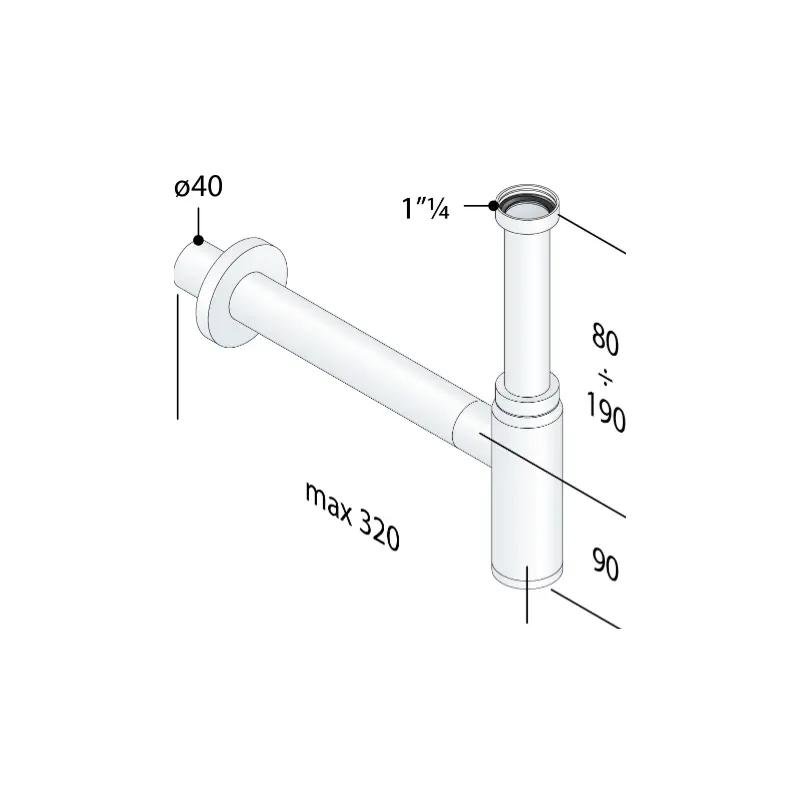 OMP TEA Toti ABS 710.934.6.B beli sifon za lavabo G 1¼″ × Ø40 mm