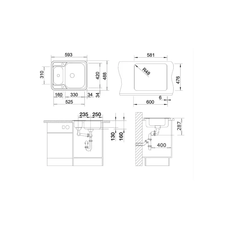 Blanco Lantos 6-IF sudopera 59,3x48,8 cm brušeni inox 516676