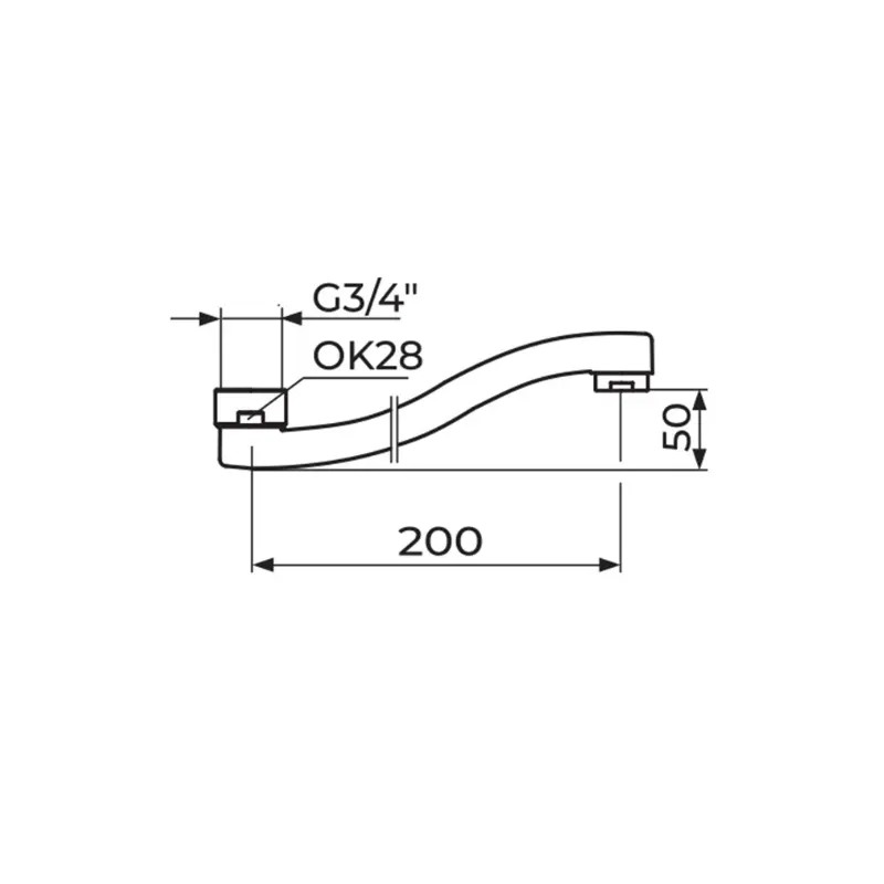 Rosan ovalni S izliv 200 mm sa perlatorom (PIS200SPI) - Slika 2