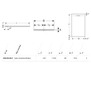 Geberit Sestra tuš kada 120×80 bela 550.254.00.2 Geberit Sestra tuš kada 120×80 bela struktura škriljca šifra 550.254.00.2