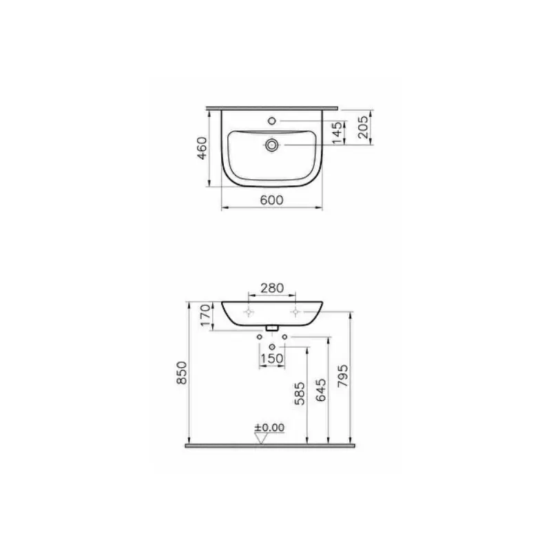 Vitra S20 5503L003-0001 beli zidni lavabo 60 × 46 cm