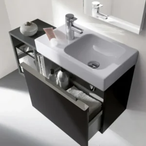 Geberit iCon 124153000 beli lavabo 53 × 31 cm sa policom i otvorom za slavinu levo