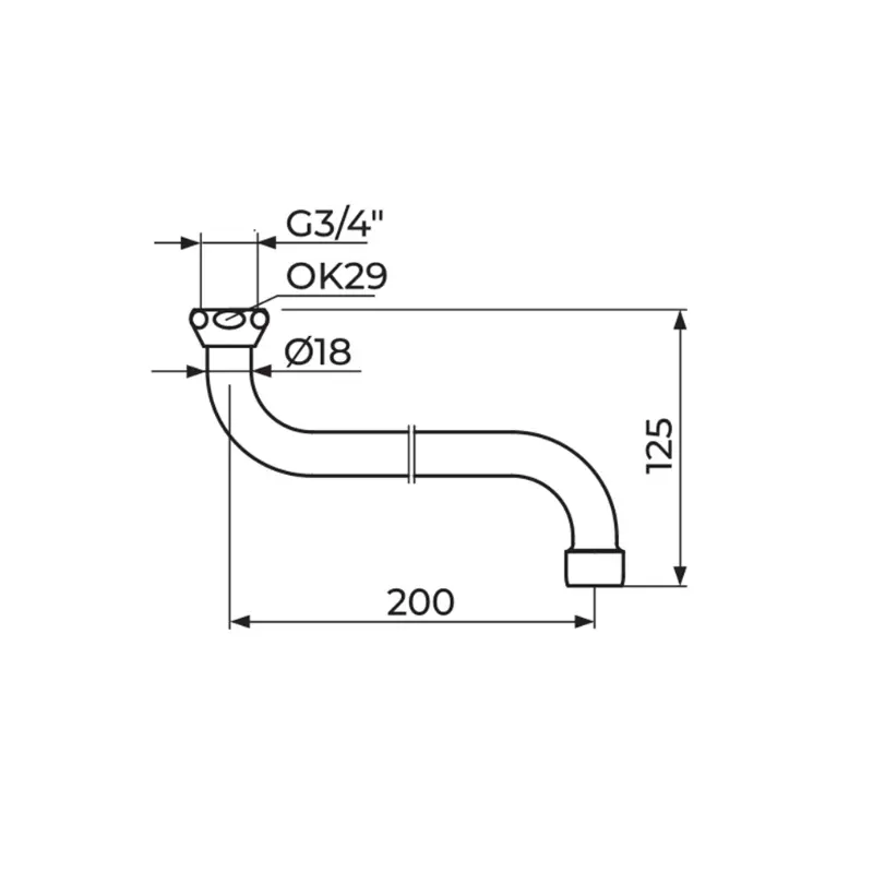 Rosan S izliv 200 mm Ø18 mm sa perlatorom (PIS20018) - Slika 2