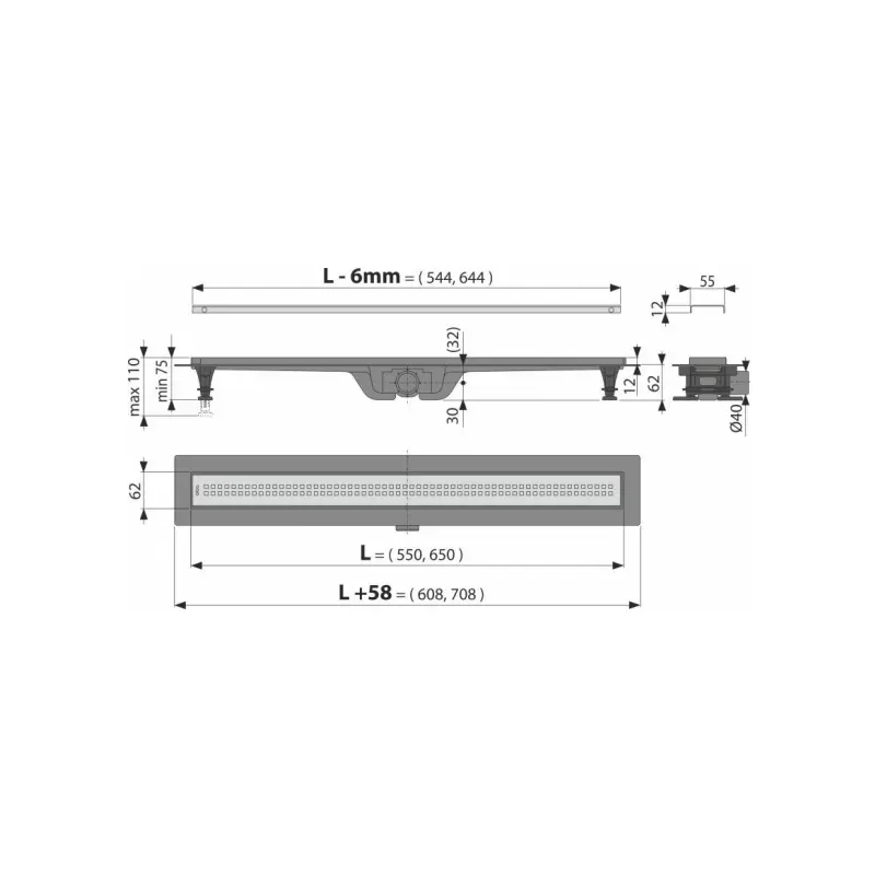 Alca APZ9 Simple tuš kanalica 65 cm sa inox rešetkom APZ9-650