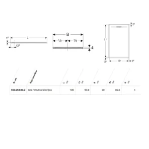 Geberit Sestra tuš kada 100×90 bela 550.253.00.2