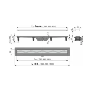 Alca APZ8 tuš kanalica 85 cm APZ8-850 Alca APZ8 Simple tuš kanalica 85 cm sa inox rešetkom APZ8-850