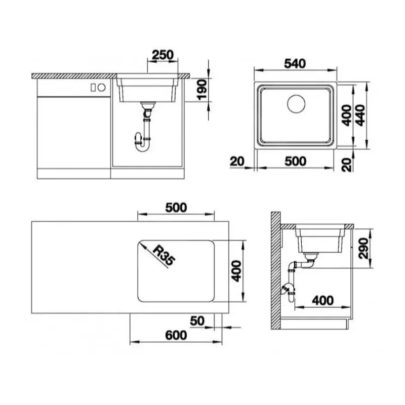 Blanco Etagon 500-U podgradna sudopera 54x44 cm saten polirani inox (521841) - Slika 3