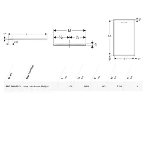 Geberit Sestra tuš kada 100×80 siva 550.262.00.2