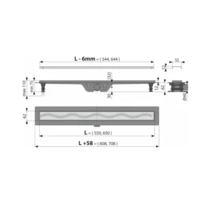 Alca APZ8 tuš kanalica 65 cm APZ8-650 Alca APZ8 Simple tuš kanalica 65 cm sa inox rešetkom APZ8-650