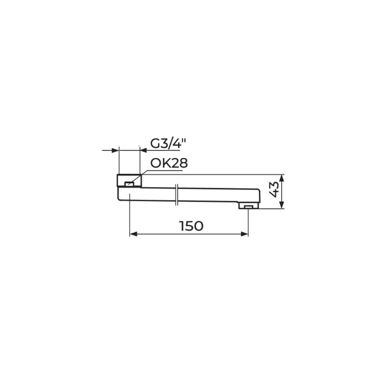 Rosan ovalni S izliv 150 mm sa perlatorom (PIS150PIA) - Slika 2