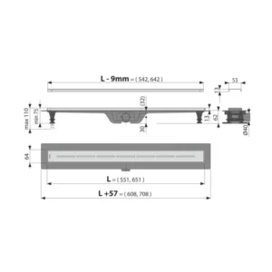 Alca APZ18 tuš kanalica 55 cm APZ18-550M Alca APZ18 Simple tuš kanalica 55 cm sa inox rubom i rešetkom APZ18-550M