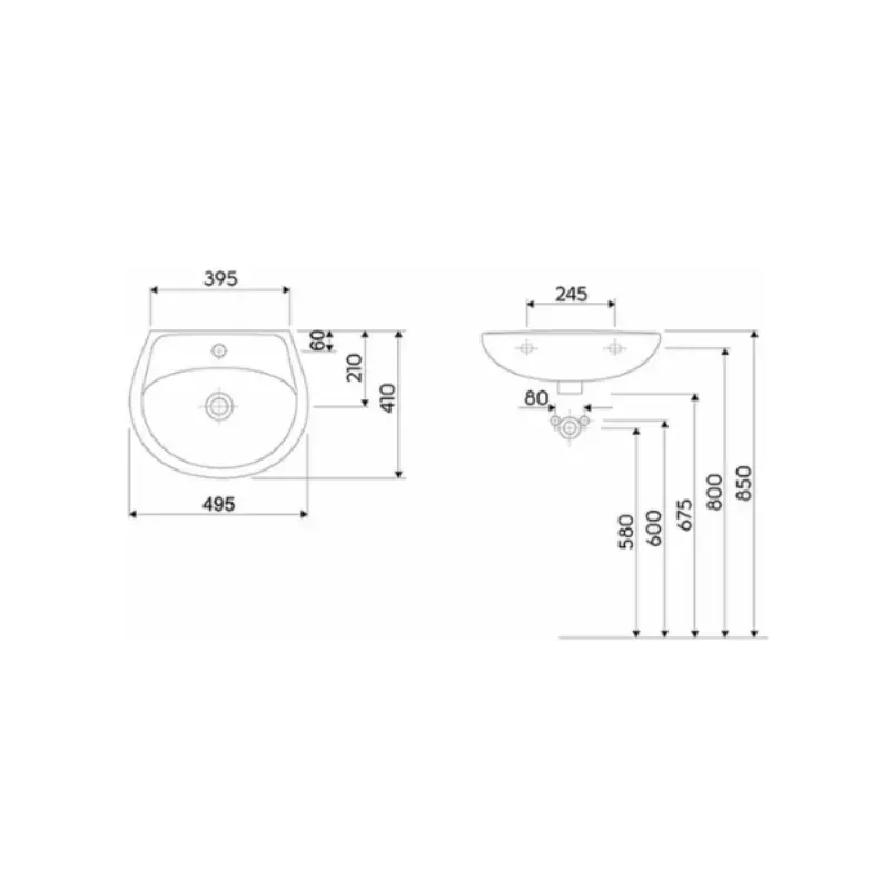 KOLO Idol M11155 beli zidni lavabo sa otvorom za slavinu 55 × 43 cm