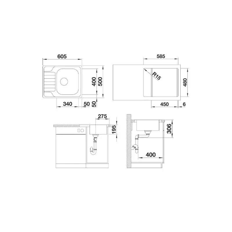 Blanco Dinas 45 S Mini sudopera 60,5x50 cm brušeni inox 525122