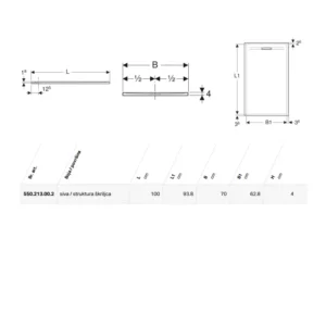 Geberit Sestra tuš kada 100×70 siva 550.213.00.2 Geberit Sestra tuš kada 100×70 siva sa strukturom škriljca 550.213.00.2
