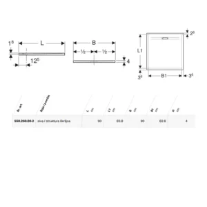 Geberit Sestra tuš kada 90×90 siva 550.260.00.2 Geberit Sestra tuš kada 90×90 siva sa strukturom škriljca 550.260.00.2