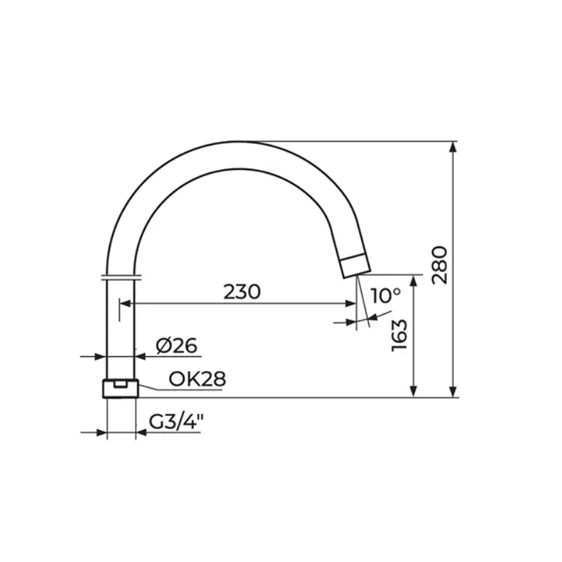Rosan PIJ38XO J izliv 230 mm Ø24 mm sa NEOPERL HONEYCOMB perlatorom